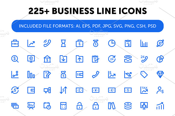 225 Business Line Icons