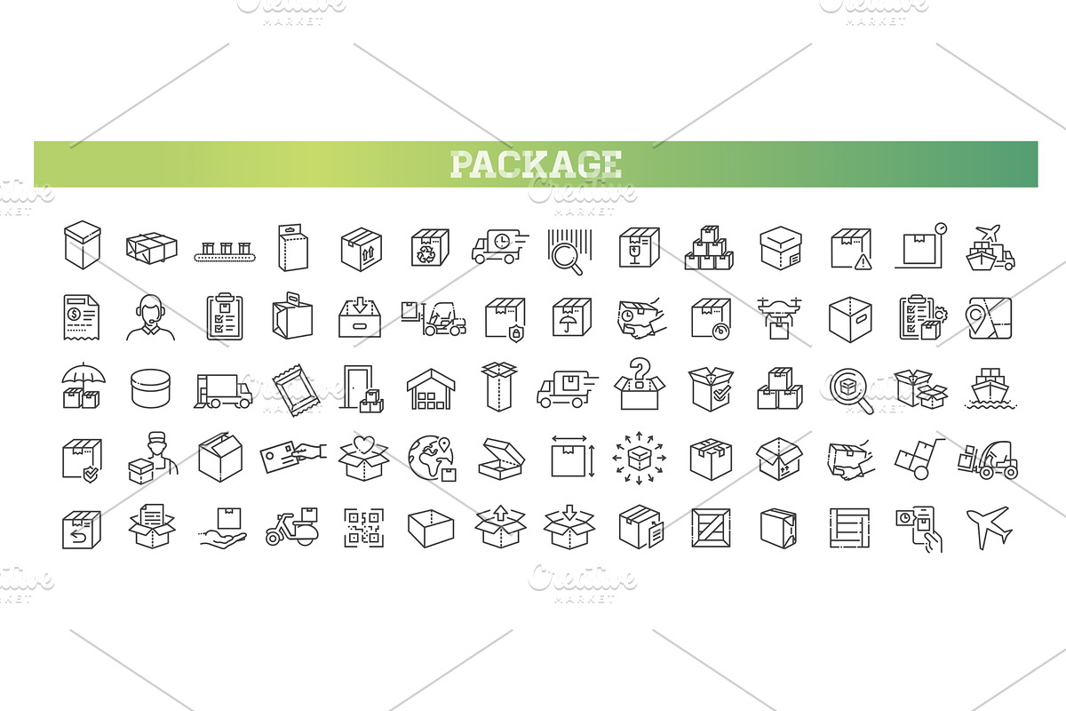 Set of delivery and logistics icons, an Outline Icon by Tettygreen