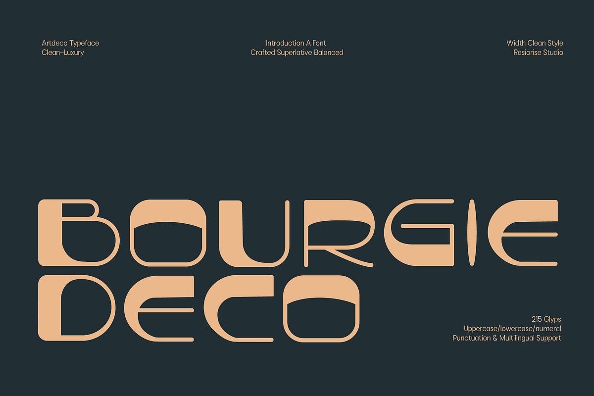 Bourgie Deco a ArtDeco Font, a Serif Font by Rasiorise Studio (Photo 1 of 9)