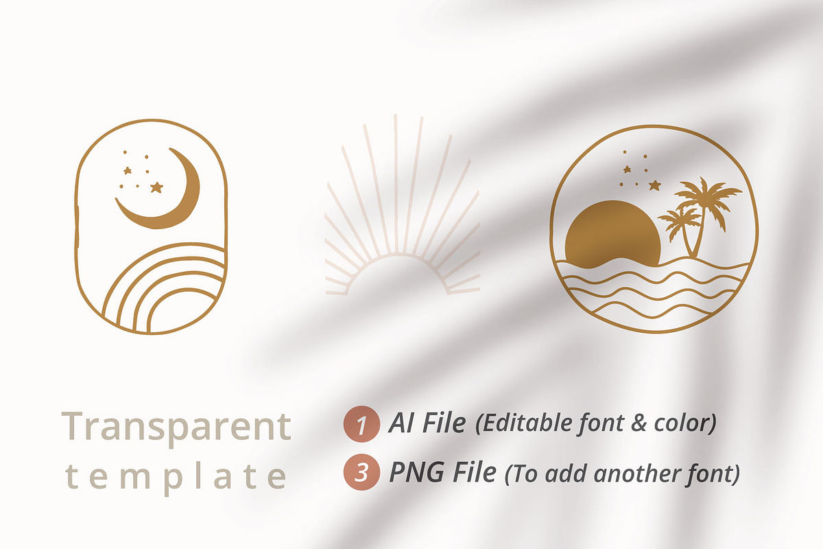 Sun bohemian logo tempplate 2#, a Branding & Logo Template by Piixypeach (Photo 4 of 7)