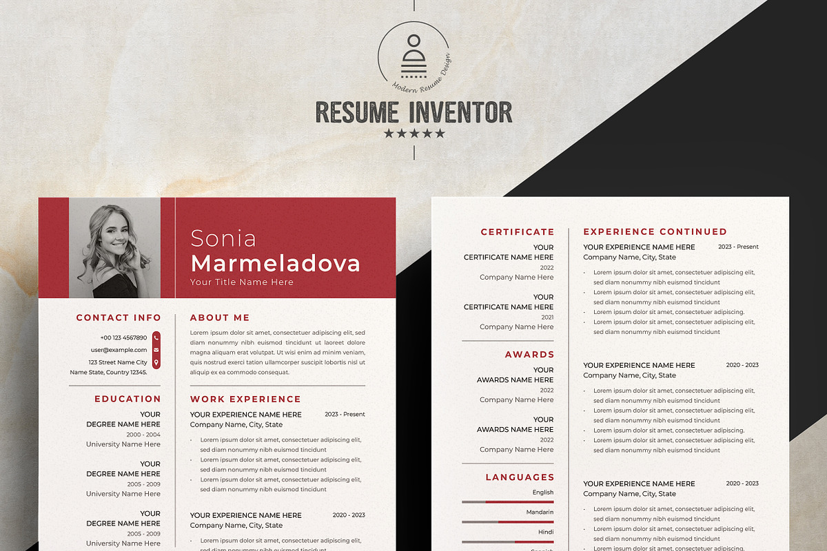 Portfolio Resume for Designers & Art, a Resume Template by ResumeInventor (Photo 2 of 6)