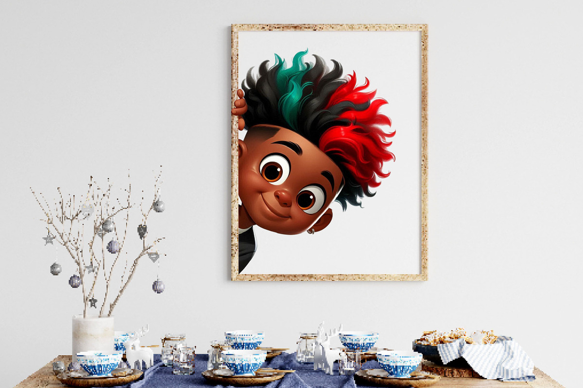Peeking African American Little Boy, a Work Illustration by Dream Creation (Photo 3 of 5)