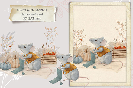 Autumn mouse Clipart and card