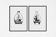 sailboat in bottle stencil v4, a Decorative Illustration by TaKong Magics (Thumbnail 4 of 5)