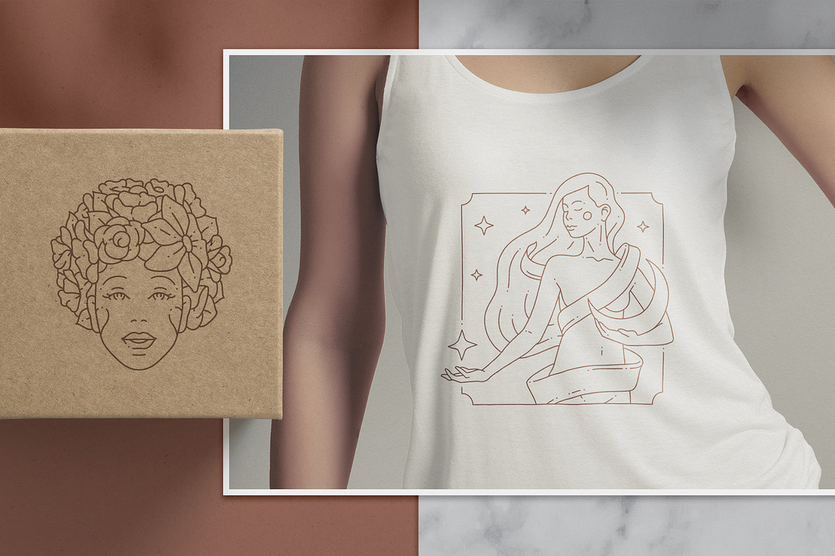 Line art women illustrations set, a Healthcare Illustration by Vasya Kobelev (Photo 11 of 11)