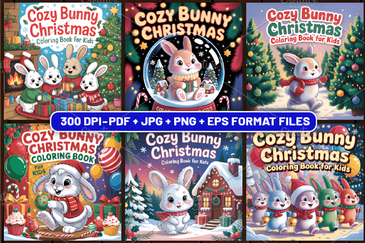 70 Cozy Bunny Christmas Coloring, a Seasonal Illustration by Design Station (Photo 3 of 5)