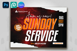 Sunday Service Church Flyer Canva, a Flyer Template by Psd Templates