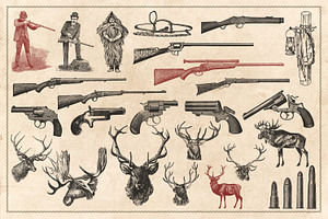 150 Vintage Hunting/Fishing Vectors