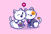 Cute Couple Cat Wedding Cartoon, an Animal Illustration by Catalyst Labs (Thumbnail 2 of 3)