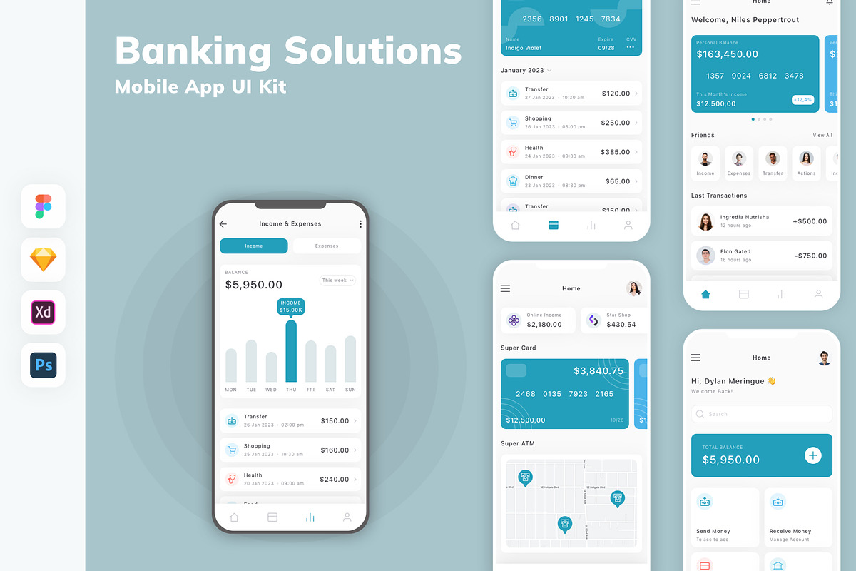 Banking Solutions Mobile App UI Kit, an UI Kit Template by uicube