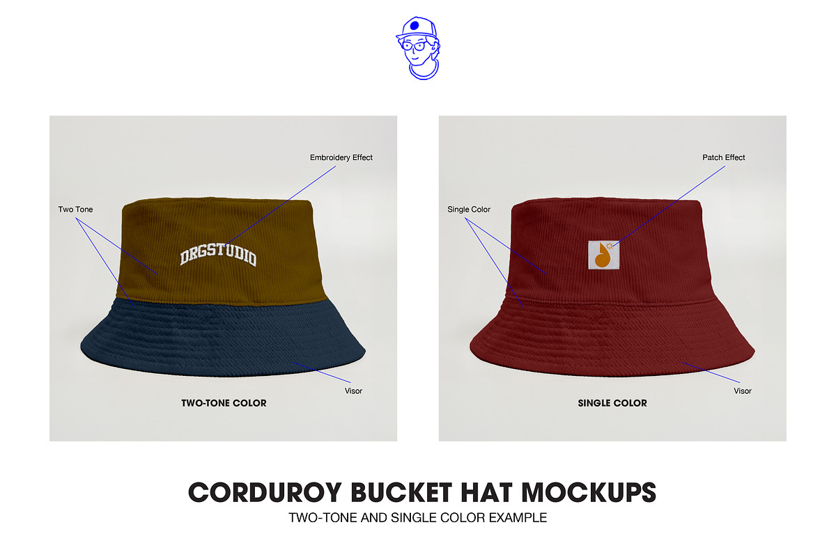 Corduroy bucket hat mockups, a Hat Mockup by made_by_nope (Photo 3 of 5)