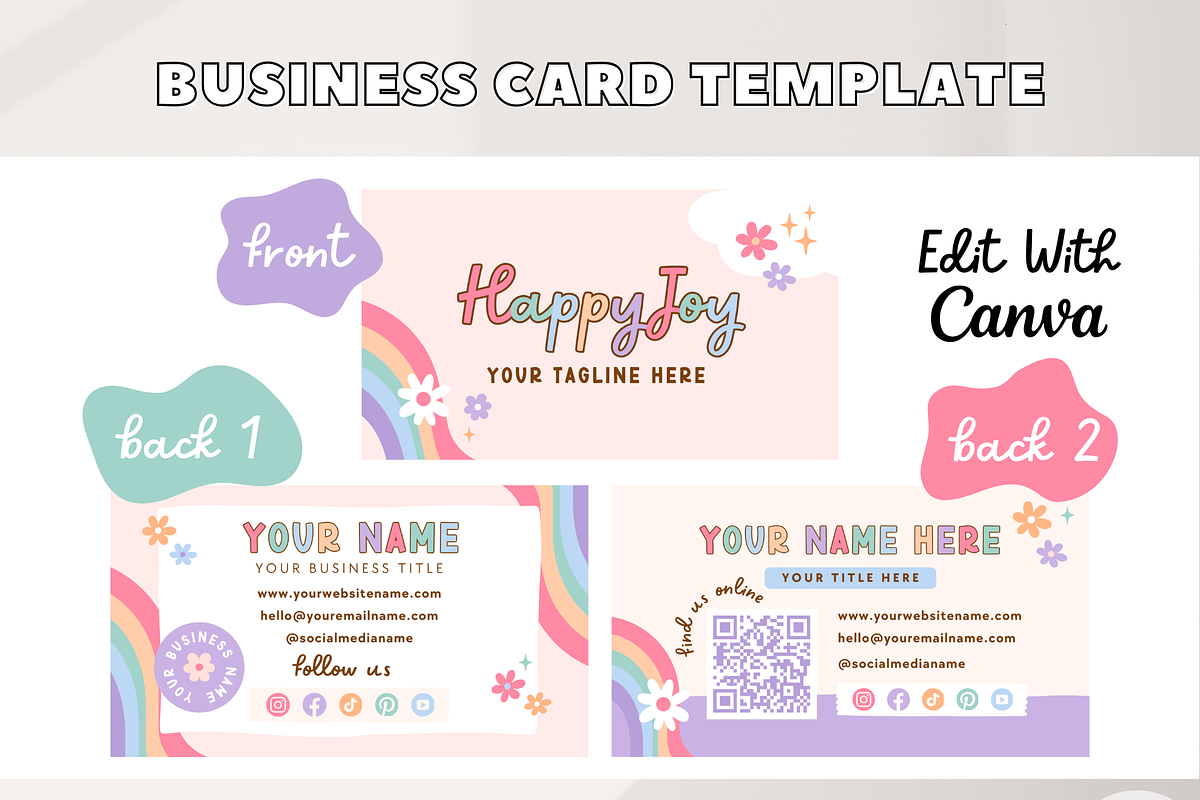 Rainbow Business Card Canva Template, a Business Card Template by Summit Avenue (Photo 2 of 7)