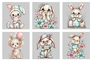 Whimsical Easter Bunny Clipart, an Illustration by Black Bird Studio (Thumbnail 5 of 5)