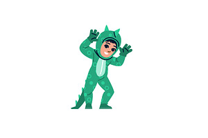 Child wearing funny dinosaur costume, an Object Illustration by pikepicture