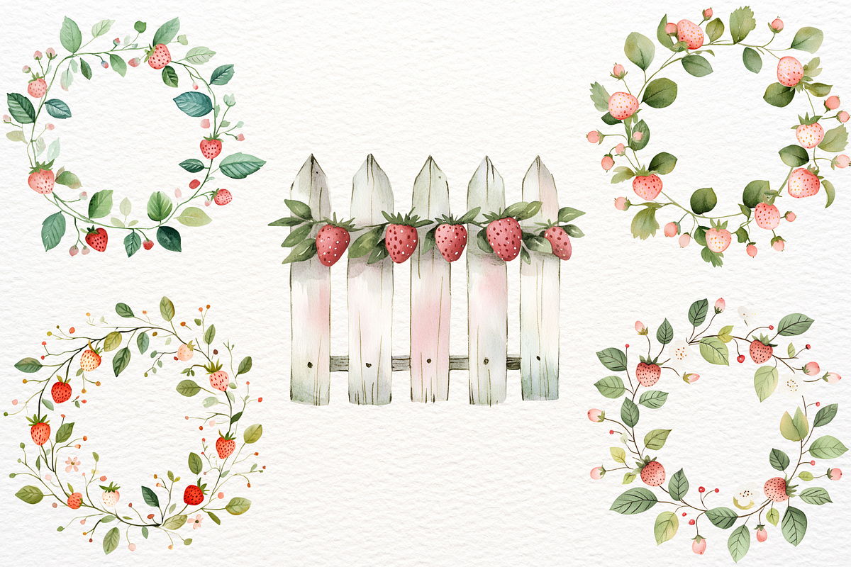 Sweet Strawberry PNG Summer Clipart, a Seasonal Illustration by SugarCloudStudioArt (Photo 5 of 7)