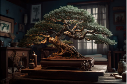 Bonsai art tree room. Generate Ai, a Nature Photo by Ylivdesign