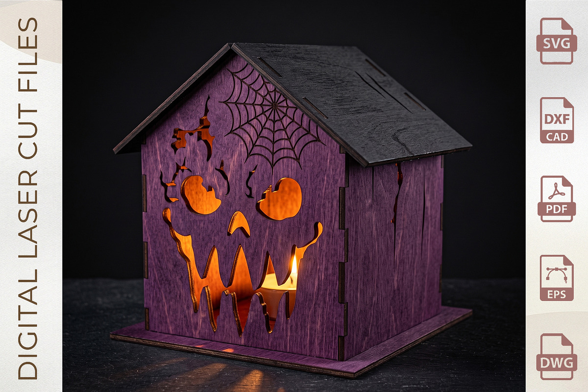 Halloween Haunted House Lantern, an Object Graphic by WoodoraCut (Photo 5 of 7)
