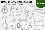 Fitness Black Line Clipart PNG, an Object Graphic by PatternPalette (Thumbnail 2 of 2)