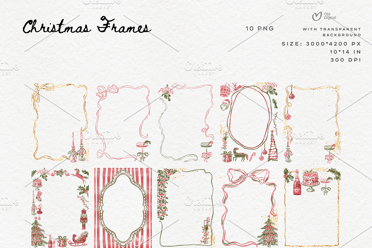Watercolor Vintage Christmas, a Graphic by ollalya (Photo 2 of 10)
