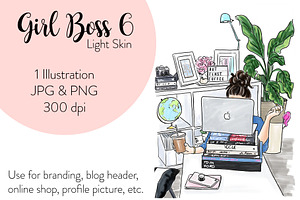 Girl Boss 6 -Light Skin Illustration