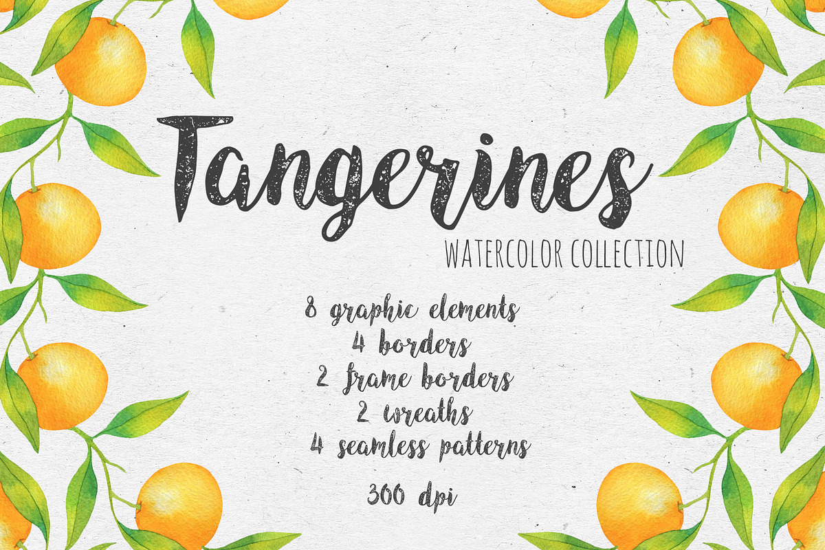 Tangerines. Watercolor collection, a Decorative Illustration by Maria's little shop (Photo 1 of 11)