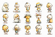 Whimsical Easter Chicken Clipart, an Illustration by Libby Wishes (Thumbnail 2 of 6)