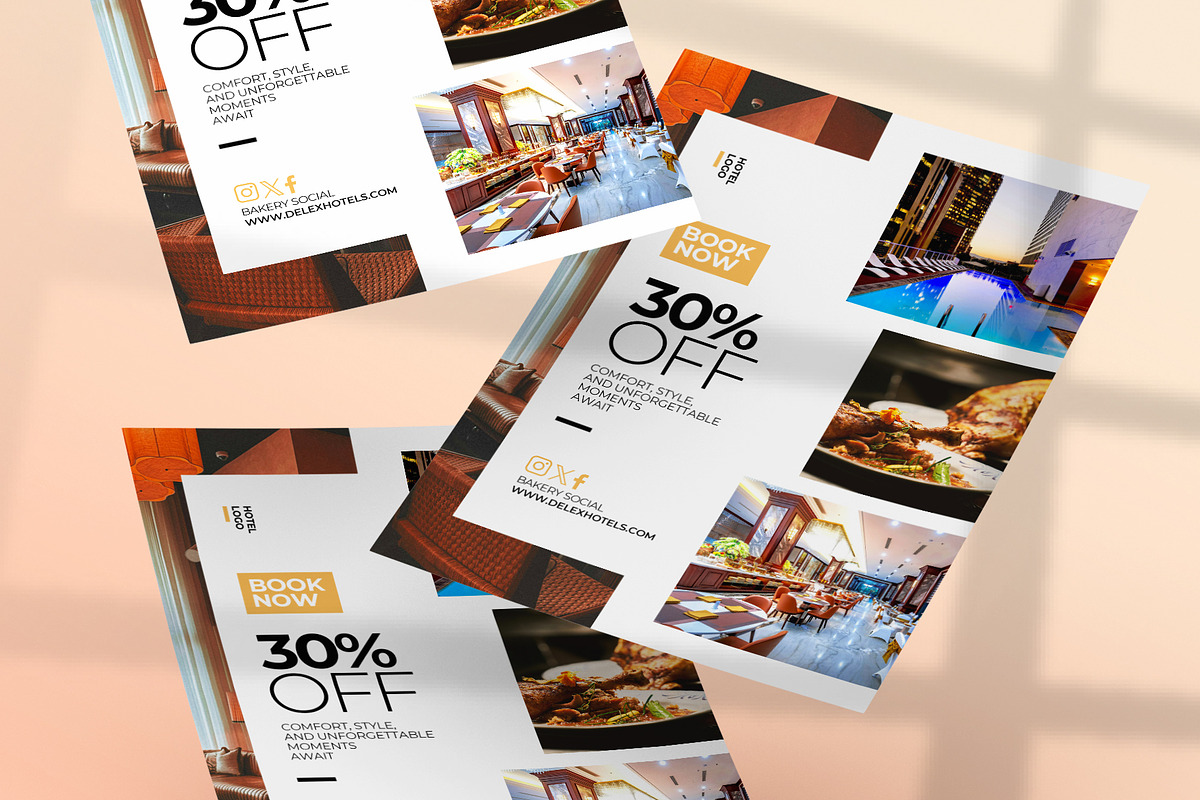 Hotel Discount A4 Flyer Canva & PSD, a Flyer Template by Vintage Impressions (Photo 2 of 6)