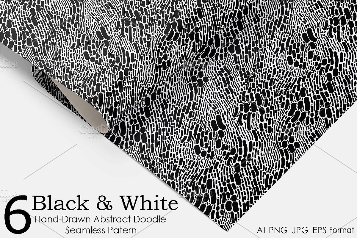 Black & White Hand Drawn 6 Pattern, a Pattern Graphic by Space_Oleandr (Photo 3 of 7)