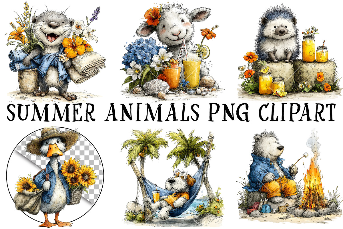 Summer Animals PNG Clipart, a Seasonal Illustration by OK Design (Photo 2 of 6)