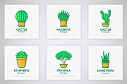 Succulents | 16 Thin Line Icons, an Outline Icon by Alex Blogoodf (Thumbnail 4 of 9)
