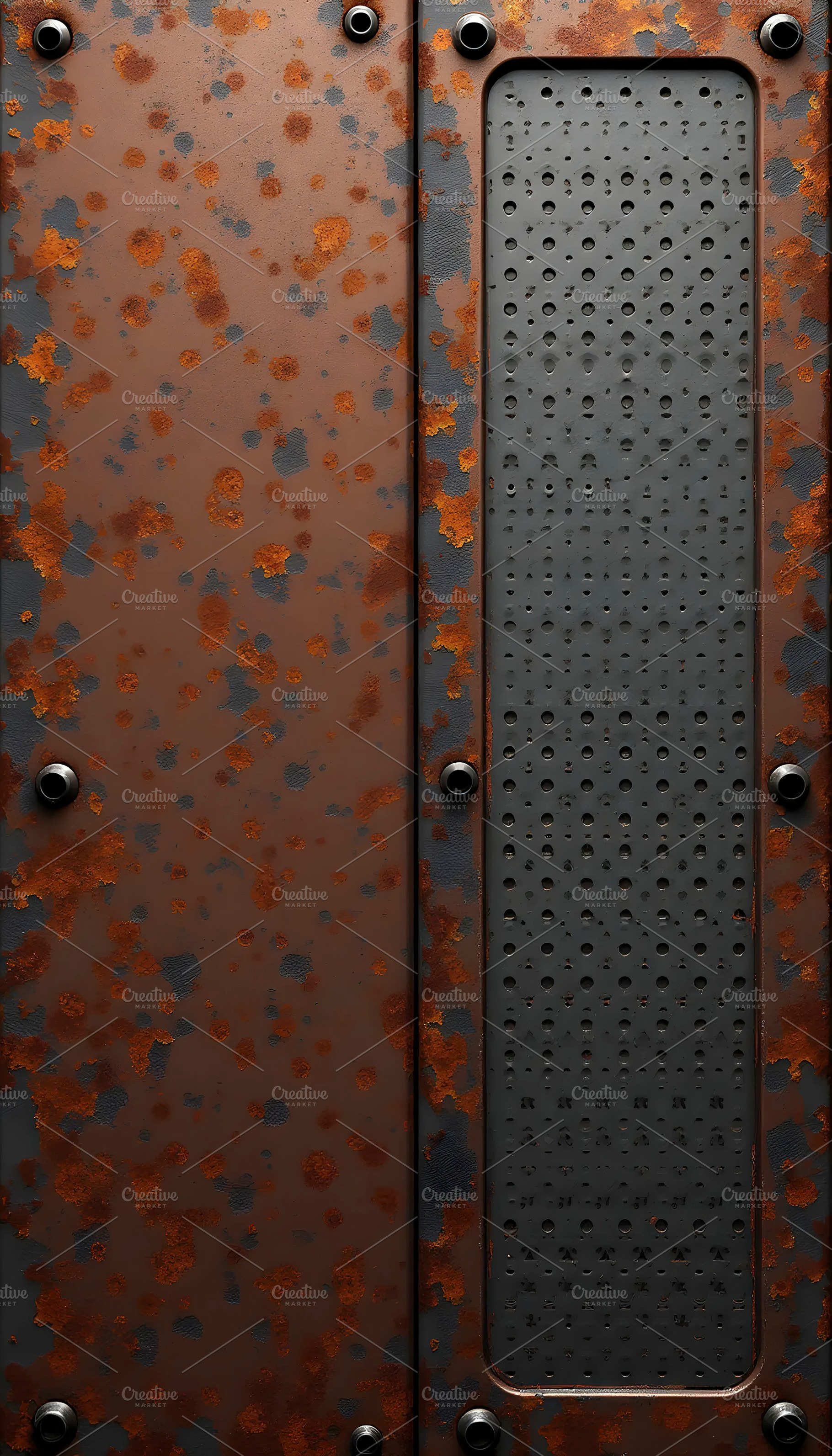 Rusty Perforated Metal Industrial Ve, a Photo by LOGOCREATIVE
