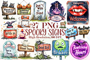 Spooky Signs Clipart Bundle, an Illustration by Sublimation Artist (Thumbnail 1 of 6)