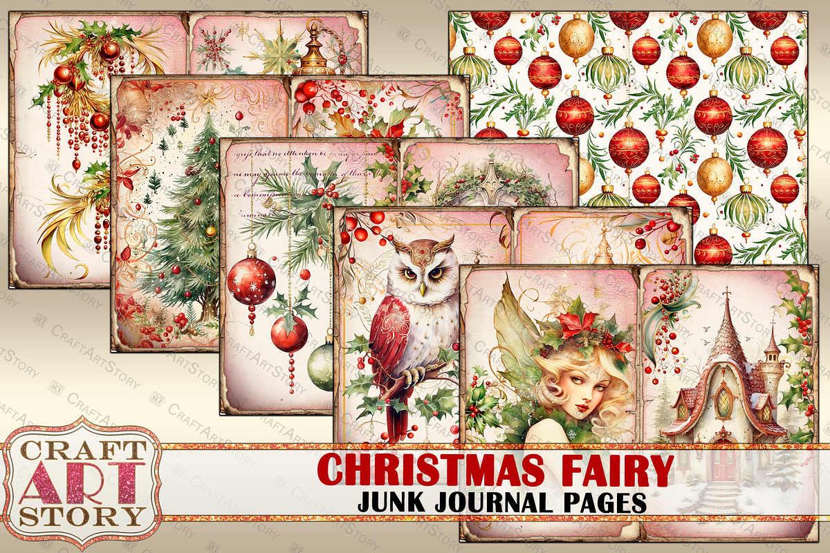 Christmas fairy Junk Journal Pages, a Person Illustration by CraftArtStory (Photo 2 of 6)