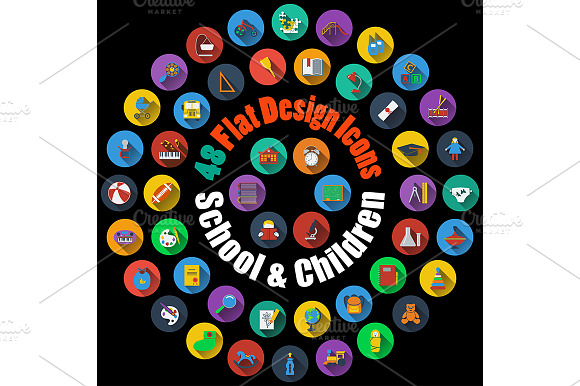 48 School And Children Icons