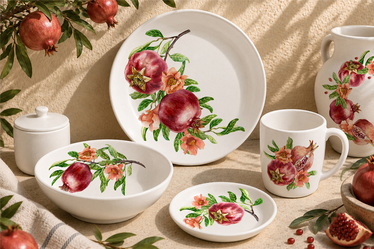 Pomegranates Watercolor collection, a Food Illustration by Farida Bik (Photo 4 of 15)