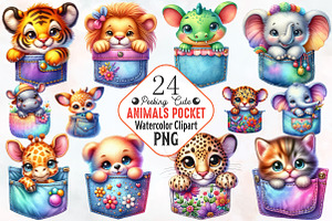 Peeking Cute Animals Pocket Clipart, an Illustration by RobertsArt