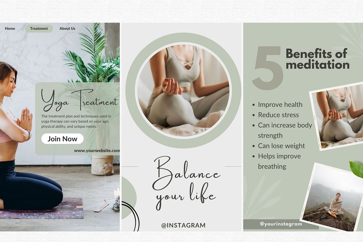 35 YOGA Stories Templates Canva, a Social Media Template by Talipic Designs (Photo 2 of 6)