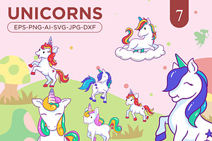 Unicorn Vector Set Girly Horse Art