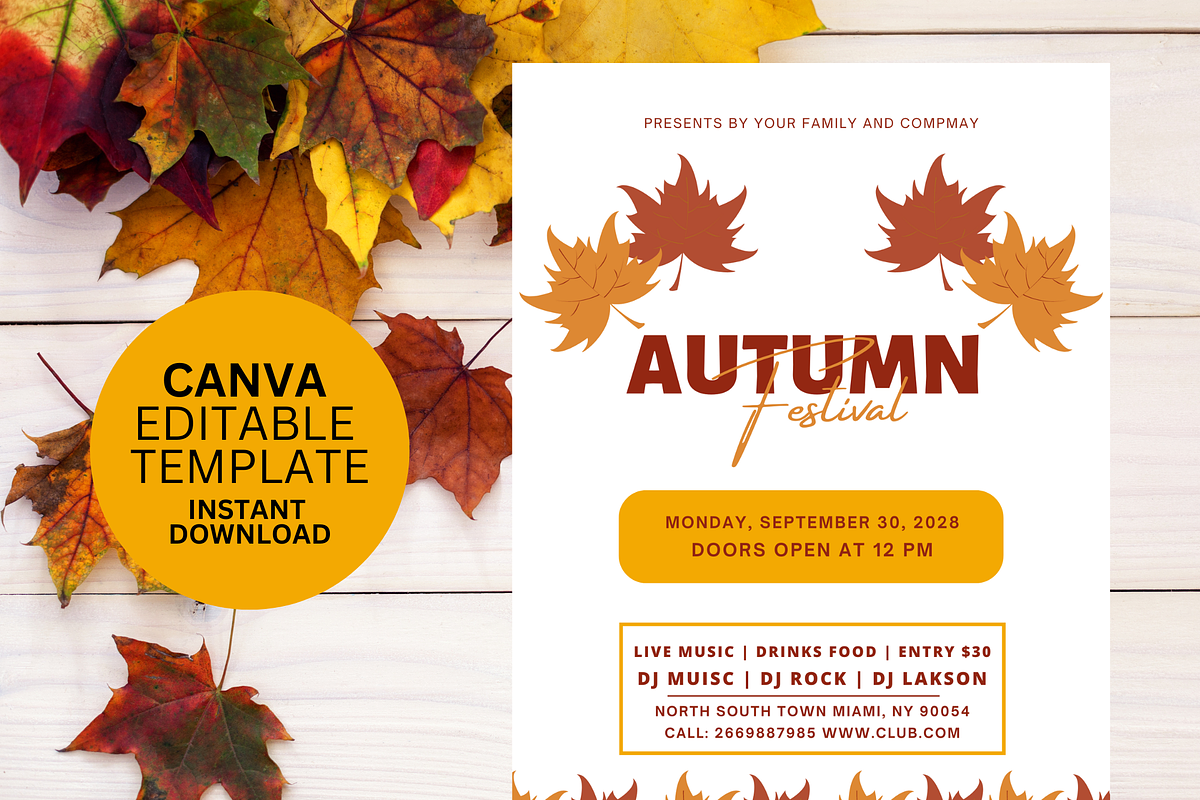 Editable Fall Festival Flyer CANVA, a Flyer Template by Madhabi Studio (Photo 2 of 3)