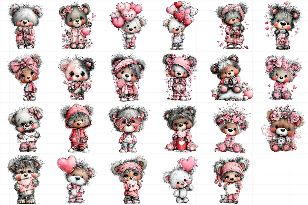 Valentine Teddy Bear Clipart Bundle, an Illustration by Daily.Designs (Photo 4 of 5)
