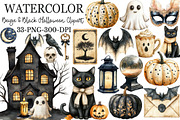 Beige & Black Halloween Clipart, an Illustration by Rose Art (Thumbnail 1 of 7)