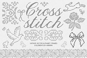 Cross Stitch Vintage Vector Set, an Object Graphic by AnMark (Thumbnail 1 of 15)