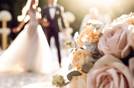 Wedding ceremony and celebration, bride and groom at a beautiful, a Person Photo by Anneleven