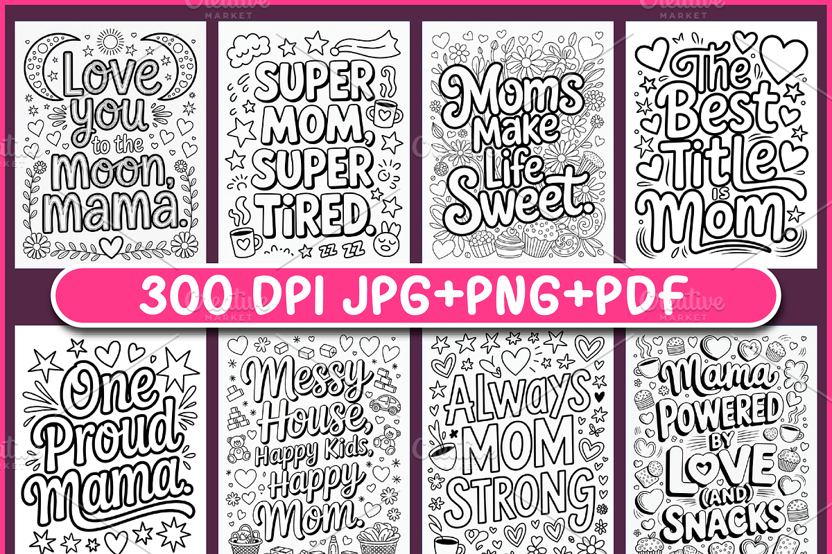 Mom Life Quotes Coloring Book, an Education Illustration by Ink Gallery (Photo 2 of 4)