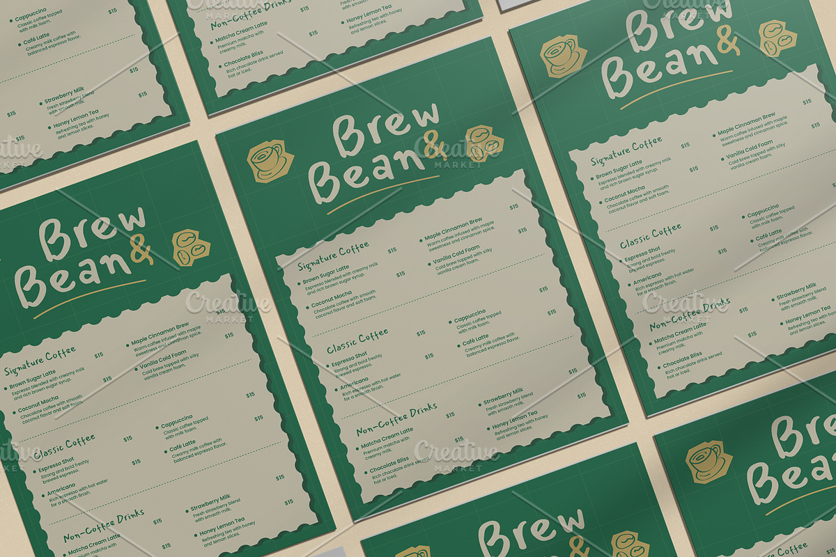 Brew Bean & Signature Drinks Menu, a Poster Template by Izdihaar_Studio (Photo 2 of 3)