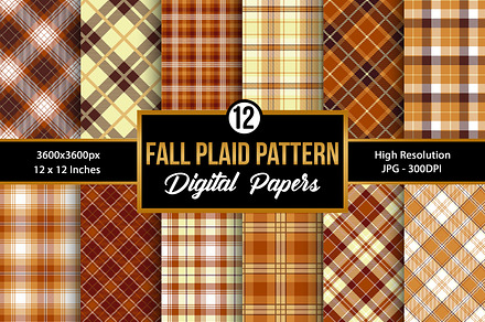 Fall Plaid Pattern Digital Papers, a Pattern Graphic by Creative Store