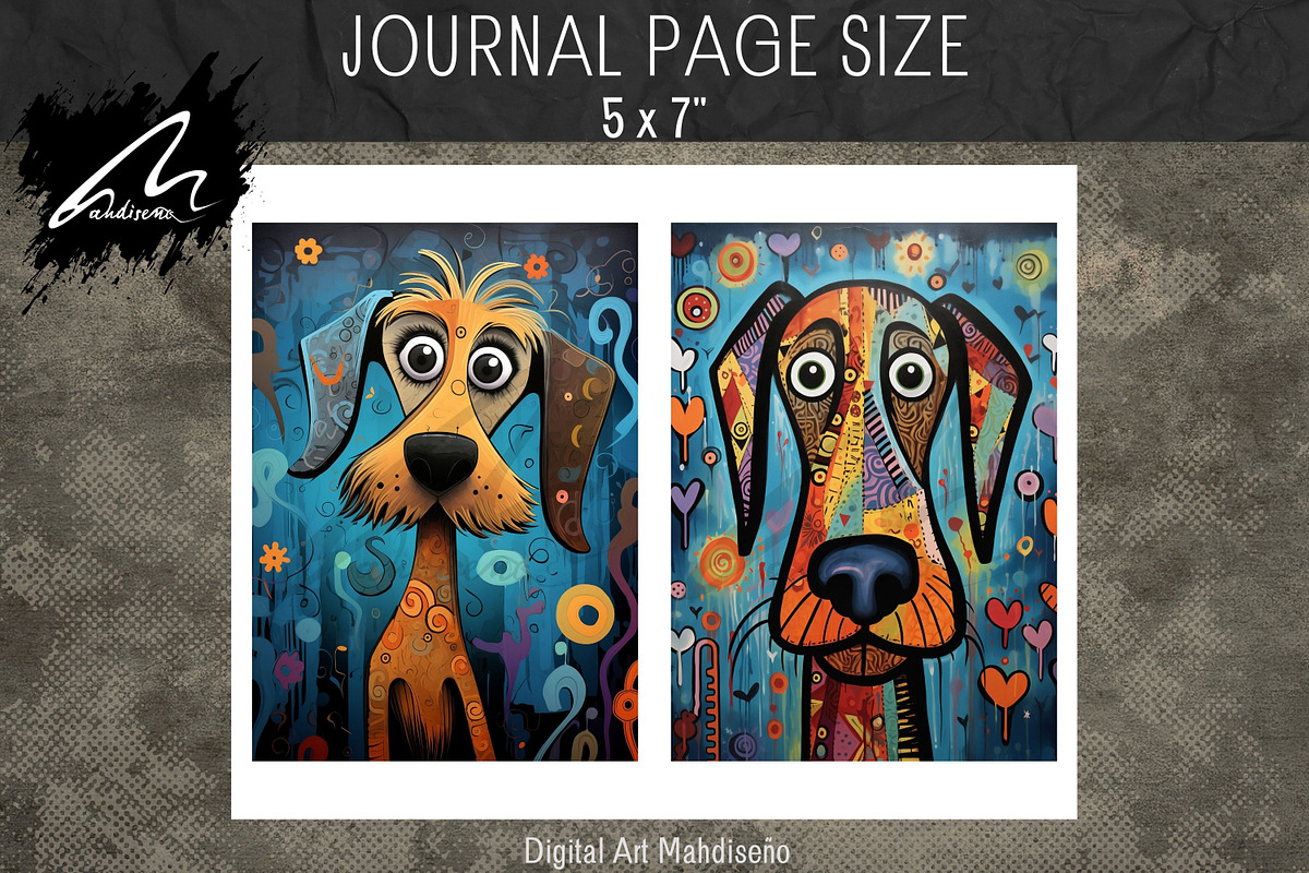 Whimsical Colorful Dog Papers, an Animal Illustration by Digital Art Mahdiseño (Photo 6 of 9)