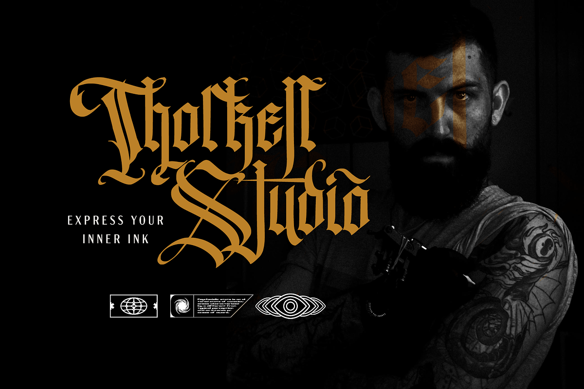 Black Amplifier Blackletter Font, a Blackletter Font by Vampstudio (Photo 8 of 13)