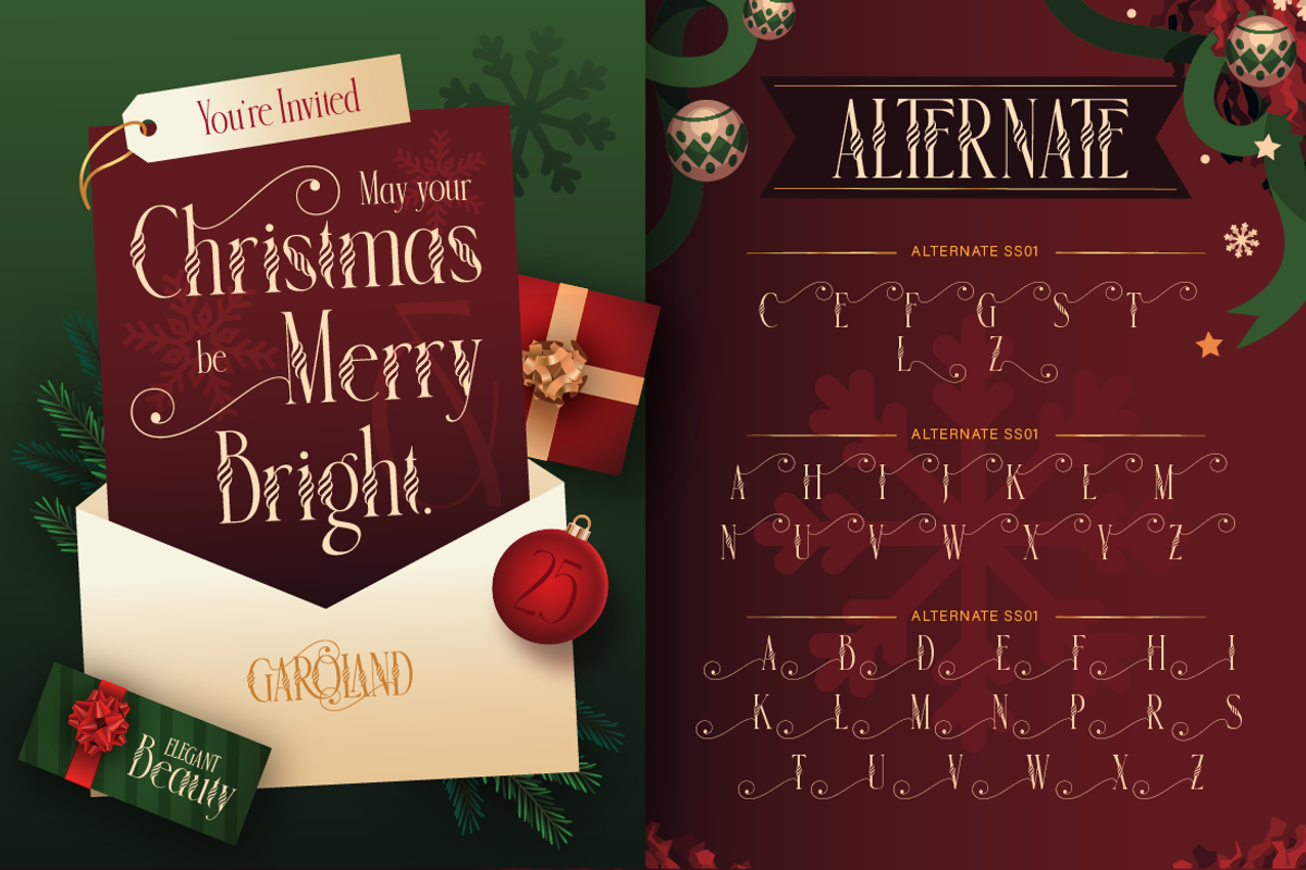 Garoland - Christmas Display Serif, a Serif Font by Burntilldead (Photo 7 of 12)