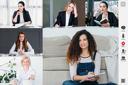 video call virtual communication women on screen, a Business Photo by Photo Drive Studio